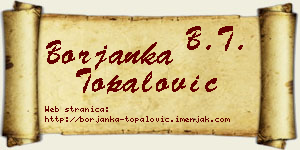 Borjanka Topalović vizit kartica